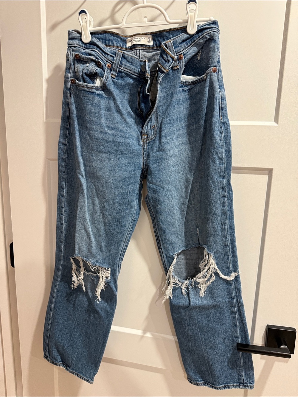 Abercrombie & Fitch Light Blue Distressed Boyfriend Jeans